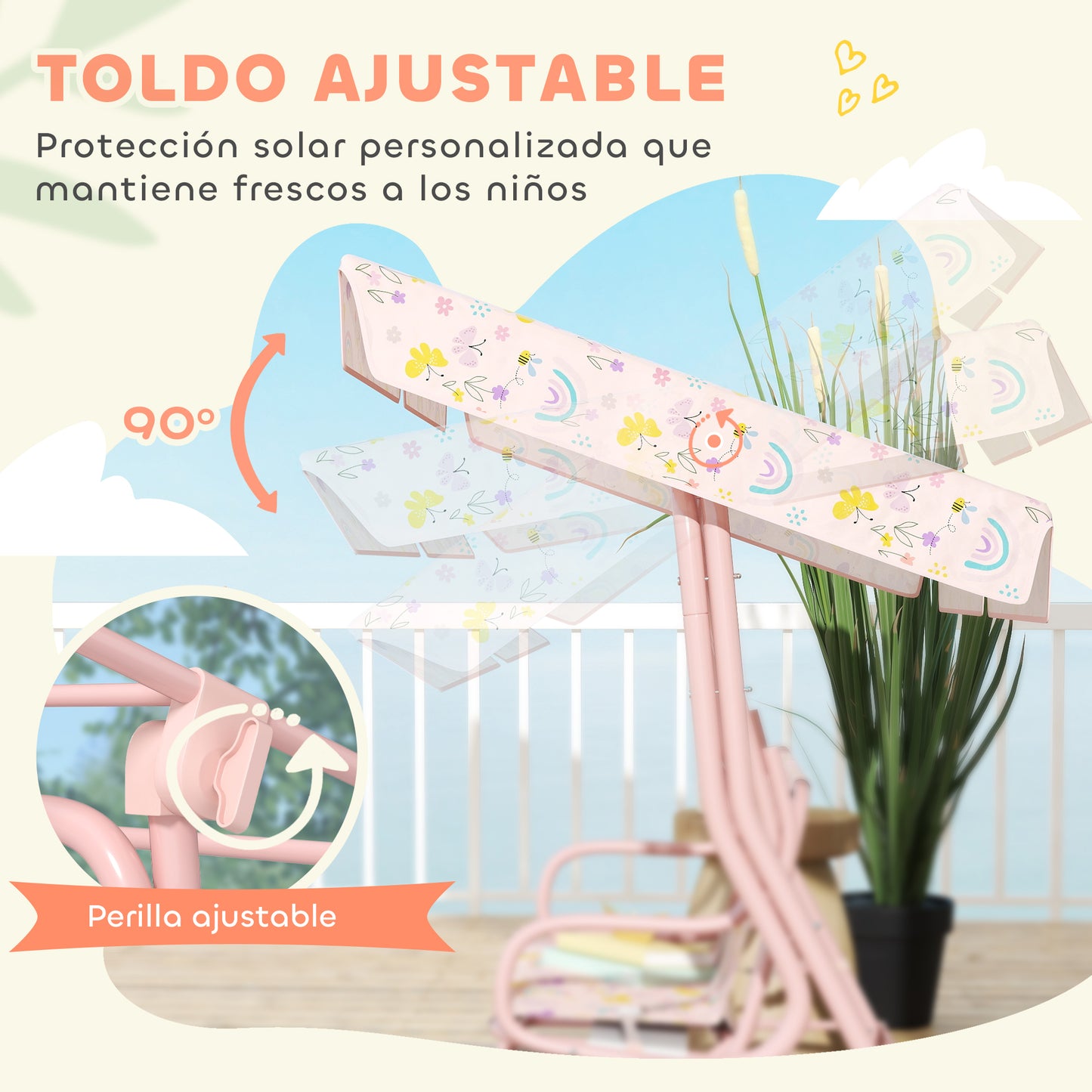 Aiyaplay Columpio De Jardín Exterior Para Niños De +3 Años 112x75x120 Cm Rosa_4