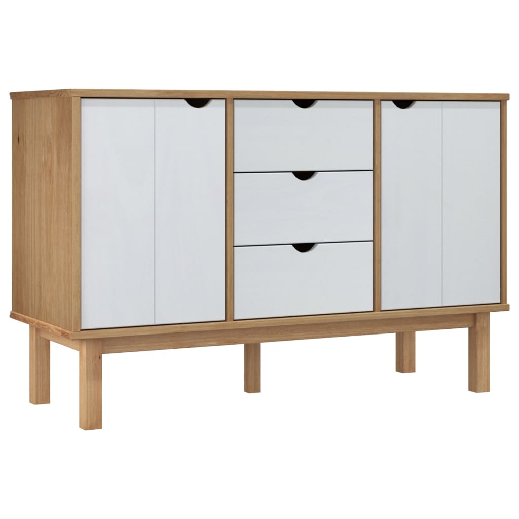 Aparador Otta Madera Maciza Pino Marrón Y Blanco 113,5x43x73 Cm_1