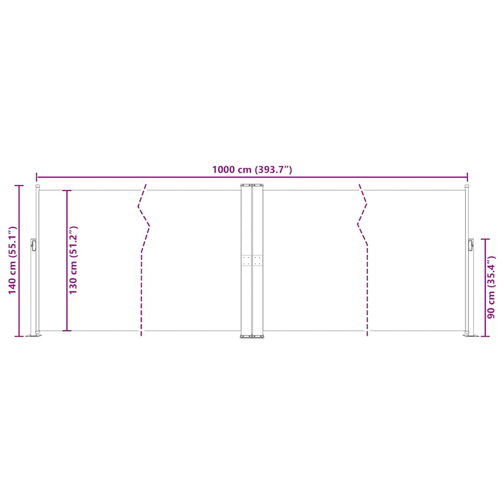 Vidaxl Toldo Lateral Retráctil Color Crema 140x1000 Cm_2