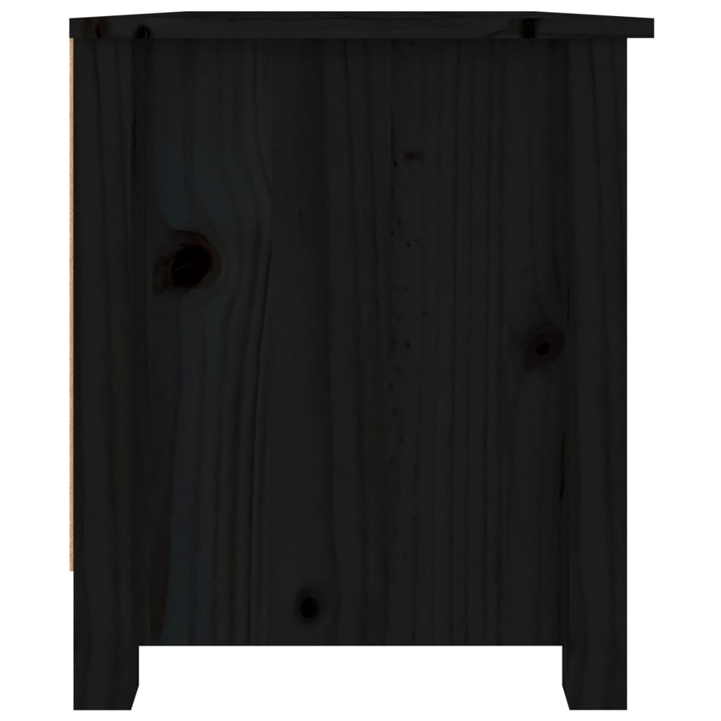 Armario Zapatero De Madera Maciza De Pino Negro 70x38x45,5 Cm / Vetonek_4