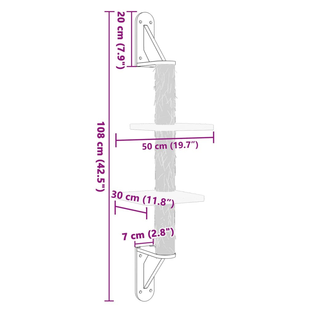 Vidaxl Árbol Rascador Para Gatos De Pared Gris Oscuro 108 Cm_2