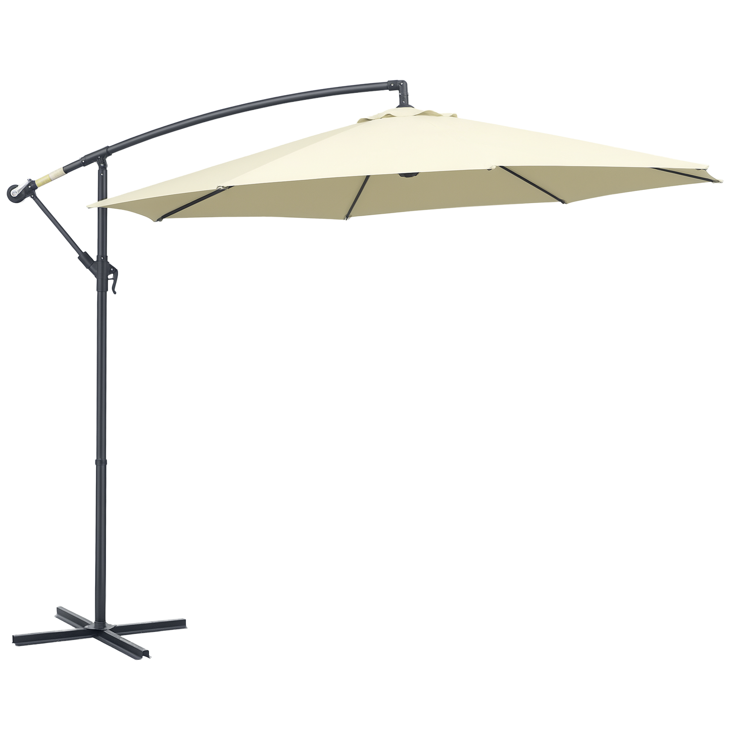 Outsunny Sombrilla De Jardín Ø300x250cm Inclinable Manivela Base Cruzada Beige_0