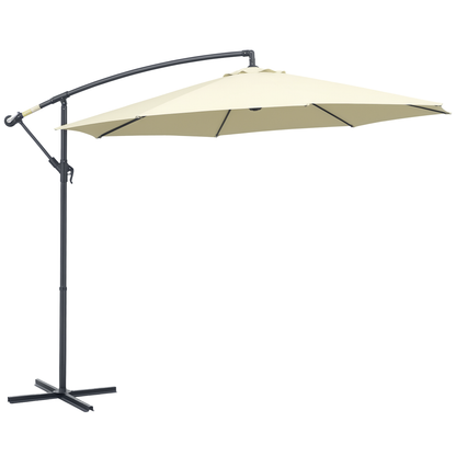 Outsunny Sombrilla De Jardín Ø300x250cm Inclinable Manivela Base Cruzada Beige_0