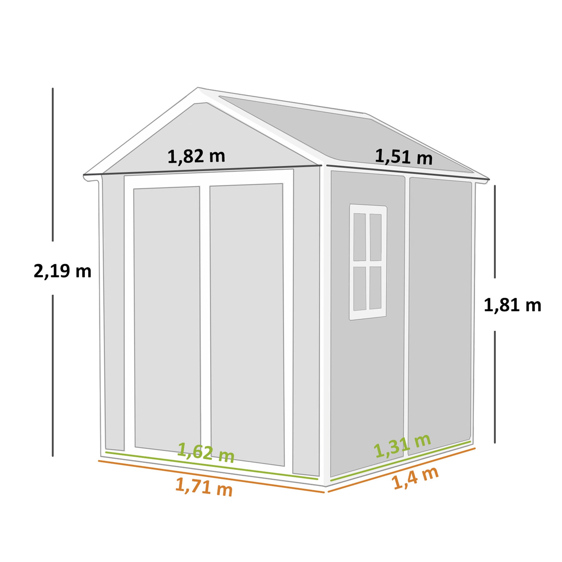 Outsunny Cobertizo De Jardín 2,4 M² 182x151x219 Cm Con Suelo Puerta Cerrada Gris_2