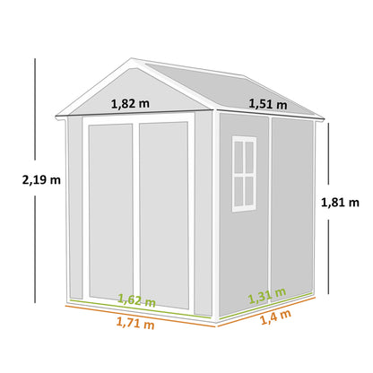 Outsunny Cobertizo De Jardín 2,4 M² 182x151x219 Cm Con Suelo Puerta Cerrada Gris_2