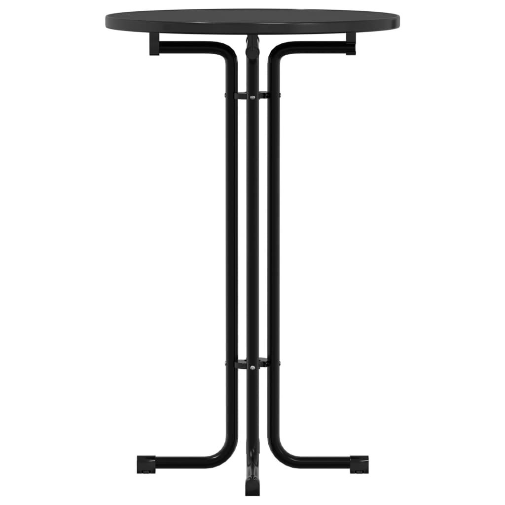 Mesa Alta De Comedor Madera Ingeniería Y Acero Negro Ø70x110 Cm_2