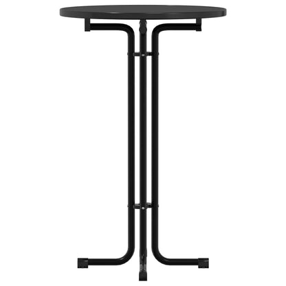 Mesa Alta De Comedor Madera Ingeniería Y Acero Negro Ø70x110 Cm_2