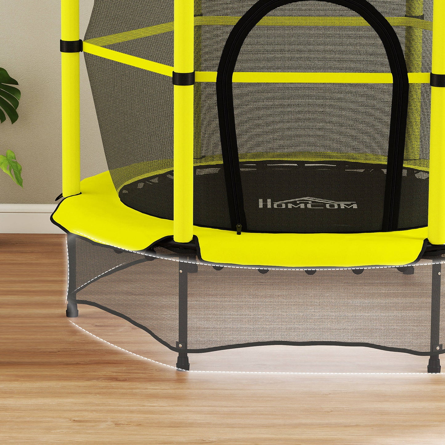 Homcom Cama Elástica Infantil Ø140 Cm Para Niños De 3-10 Años Amarillo_4