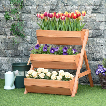 Outsunny Jardinera De Madera De 3 Niveles Con Orificios De Drenaje Marrón_1