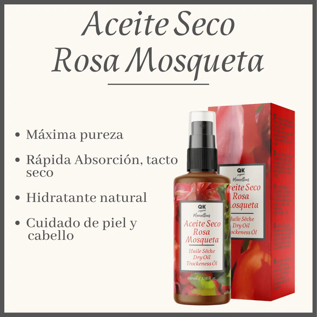 QKnatur - Aceite Seco De Rosa Mosqueta -100ml. Nutre, Rápida Absorción, Para Piel Y Cabello, Antioxidante, Antiedad_2