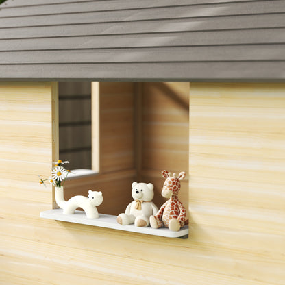 Outsunny Casa De Jardín Infantil De Madera Con Ventanas 113x94x134,5 Cm Natural_4