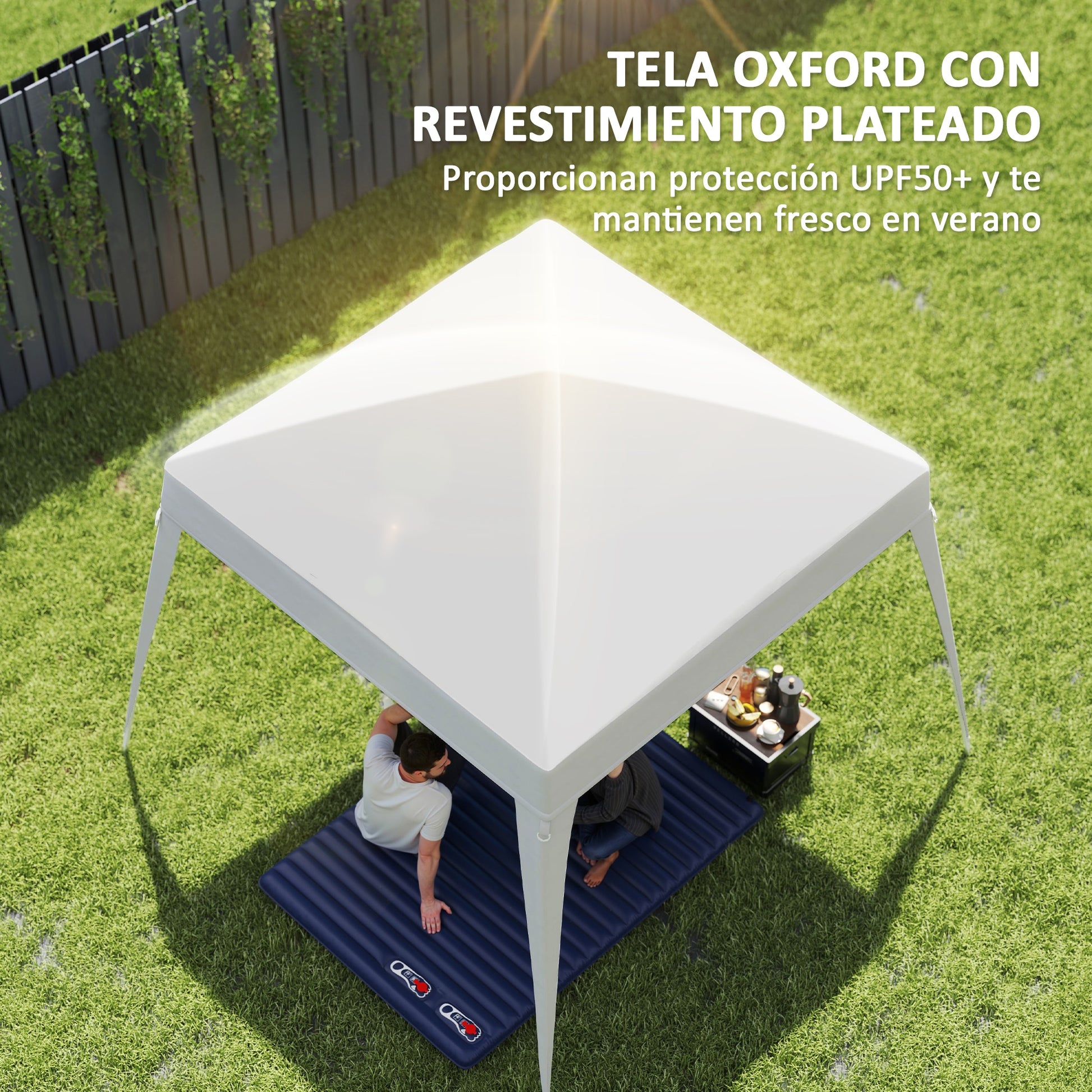 Outsunny Toldo De Recambio Para Carpa Plegable 2,4x2,4m Protección Upf50+ Blanco_3