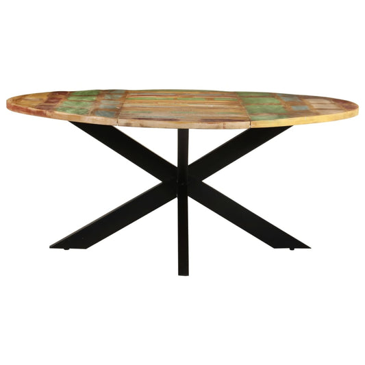 Mesa De Comedor Redonda Madera Maciza Reciclada 175x75 Cm_0
