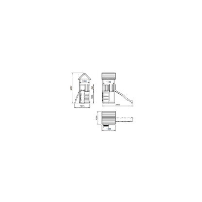 Parque Infantil Masgames Tibidabo L Techo De Madera Con Columpio Escalada: Con Arenero En La Base Y Pared De Escalada.