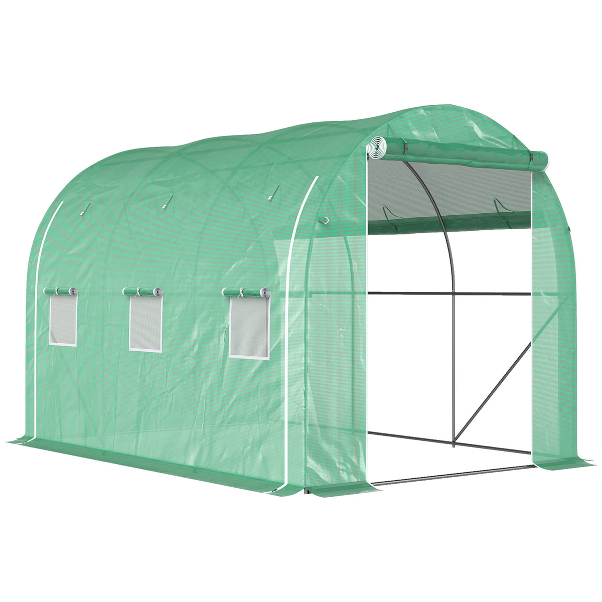 Invernadero De Túnel Outsunny Acero Galvanizado, Pe Verde 296x196x200 Cm 84h-009v01gn_0