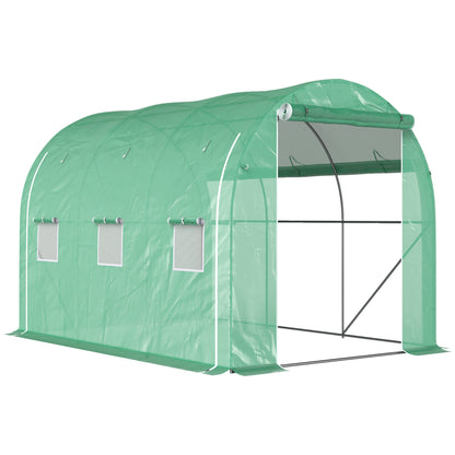 Invernadero De Túnel Outsunny Acero Galvanizado, Pe Verde 296x196x200 Cm 84h-009v01gn_0
