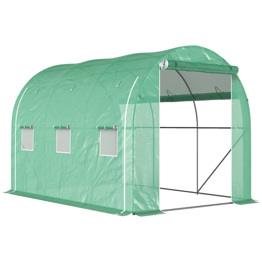 Invernadero De Túnel Outsunny Acero Galvanizado, Pe Verde 296x196x200 Cm 84h-009v01gn_0