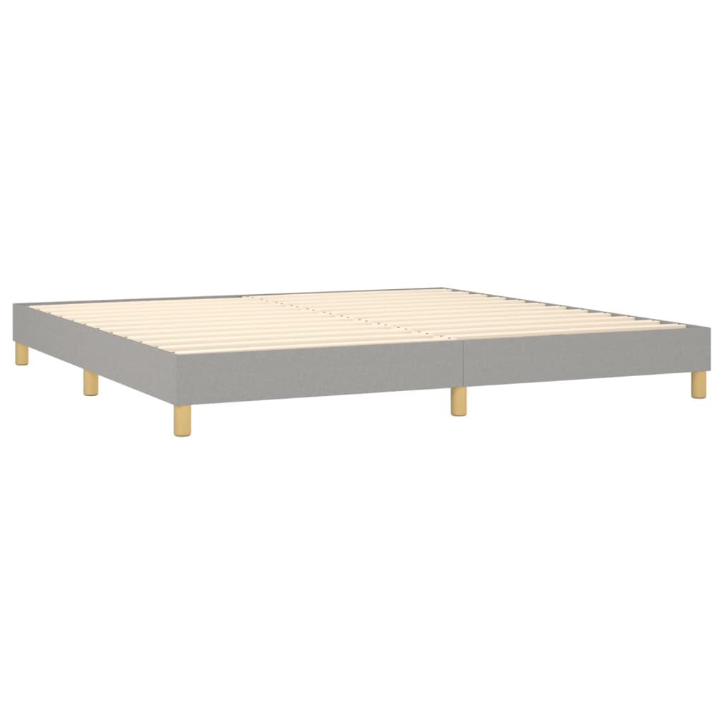 Cama Box Spring Con Colchón Tela Y Led Gris Claro 200x200 Cm / Vetonek_3