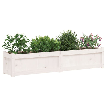 Jardinera De Madera Maciza De Pino Blanca 150x31x31 Cm_3