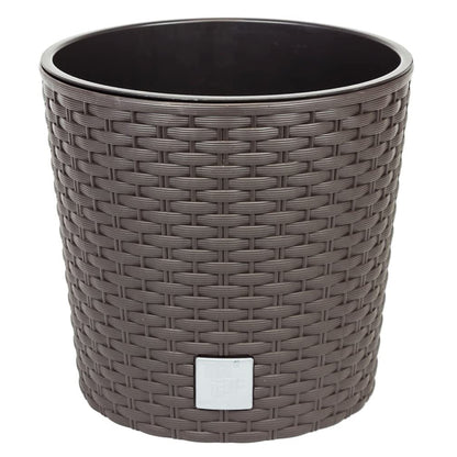 Maceta Redonda 8,7 Litros Rato Con Cubilete Para Plantar En Color Mocca 25 X 25 X 22,4 Cm