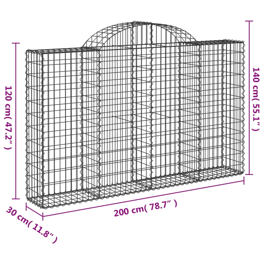 Cestas Gaviones 40 Uds Forma De Arco Hierro 200x30x120/140 Cm_5