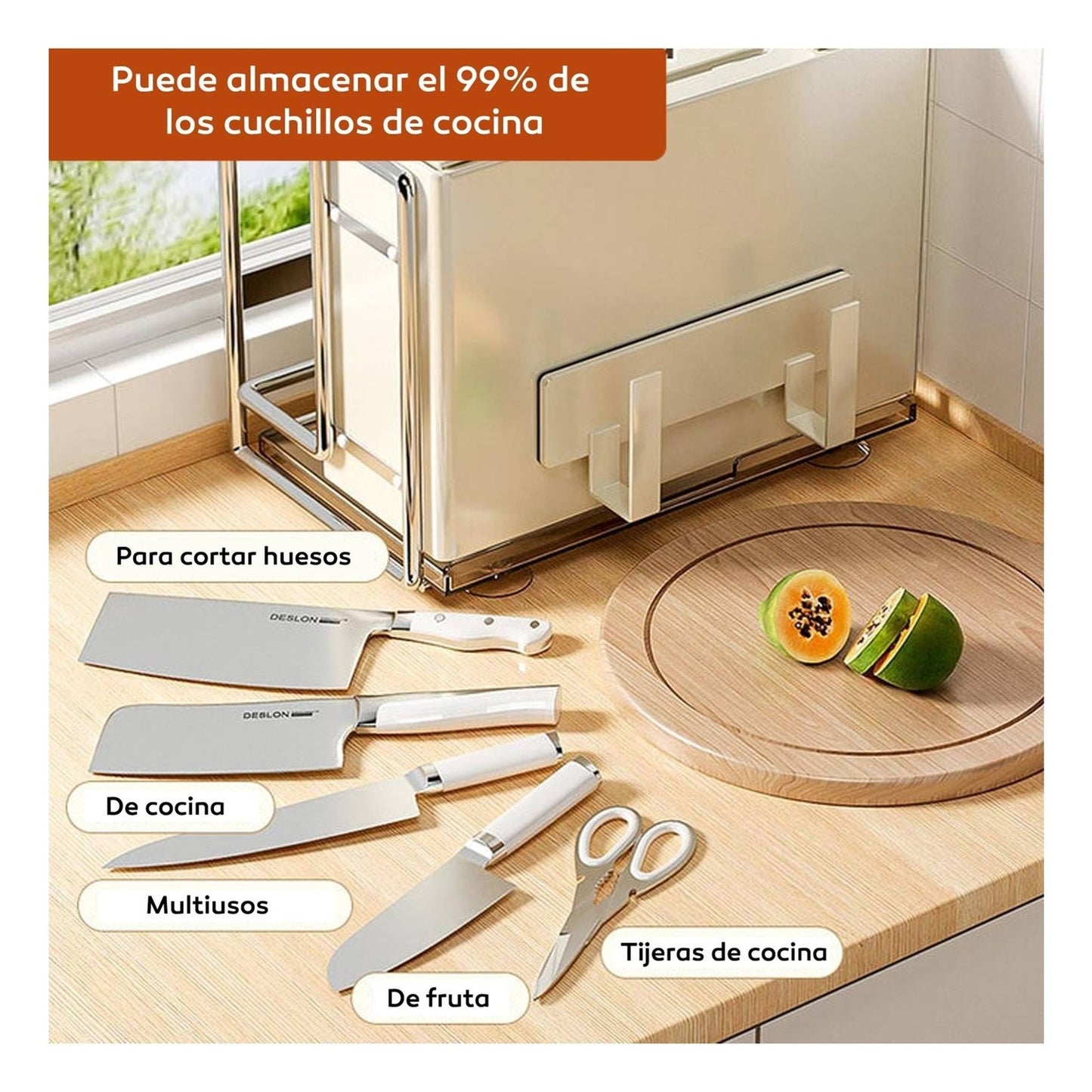 Joybos - Soporte Para Utensilios De Cocina Y Tabla De Corte_2