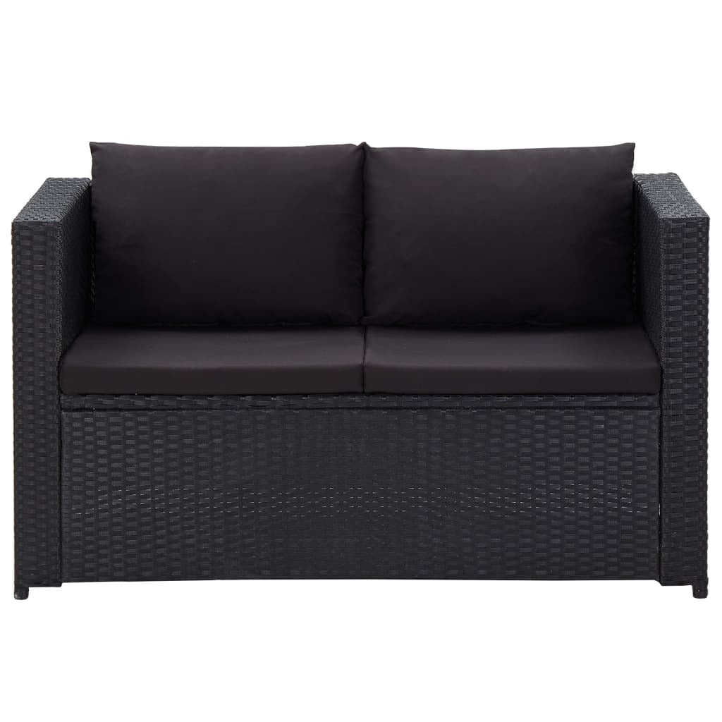 Vidaxl Set De Muebles De Jardín 3 Pzas Y Cojines Ratán Sintético Negro_3
