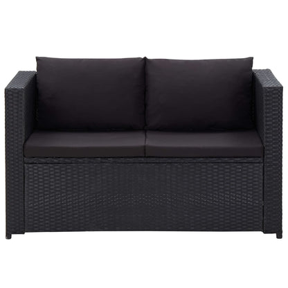 Vidaxl Set De Muebles De Jardín 3 Pzas Y Cojines Ratán Sintético Negro_3