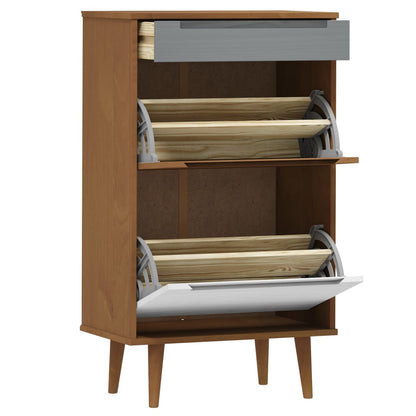 Zapatero Molde Madera Maciza De Pino Marrón 59,5x35x103 Cm / Vetonek_2