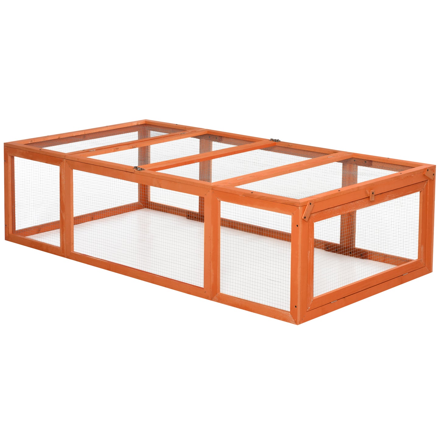 Pawhut Conejera Exterior De Madera Con 3 Puertas 180x90x48 Cm Natural_3