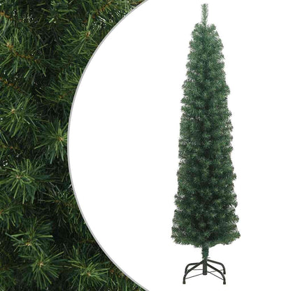 Vidaxl Árbol De Navidad Artificial Delgado Y Soporte Pvc Verde 210 Cm_0