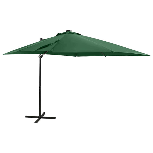 Vidaxl Sombrilla De Jardín Voladiza Con Palo Y Luces Led Verde 250 Cm_0