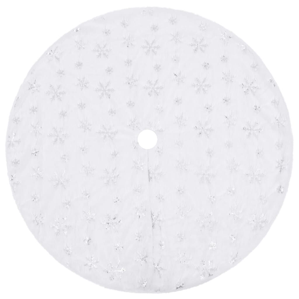 Vidaxl Falda De Árbol De Navidad De Lujo Blanca De 90 Cm De Piel Sintética_0