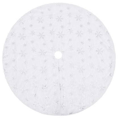 Vidaxl Falda De Árbol De Navidad De Lujo Blanca De 90 Cm De Piel Sintética_0