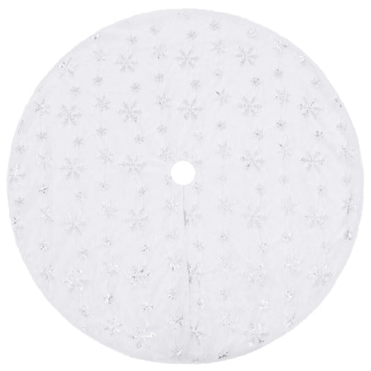 Vidaxl Falda De Árbol De Navidad De Lujo Blanca De 90 Cm De Piel Sintética_0