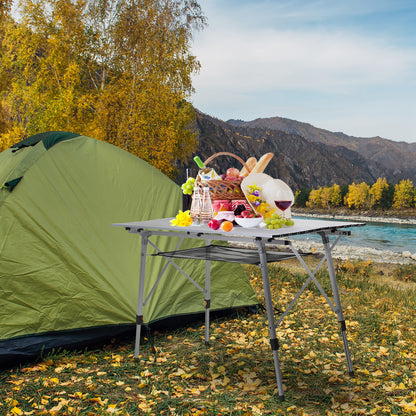 Outsunny Mesa De Camping Plegable Con Altura Ajustable 120x69x59-78 Cm Plata_1