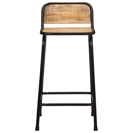 Taburetes De Barra 2 Uds 46x35,5x80 Cm Madera Maciza De Mango_0