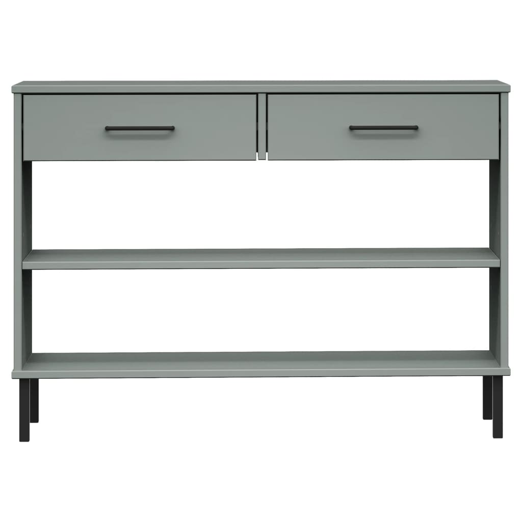 Armario Consola Patas De Metal Madera Maciza Pino Gris Oslo_2