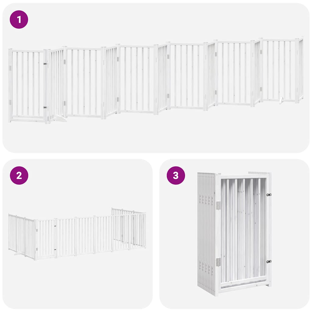 Vidaxl Puerta De Perros Plegable 12 Paneles Madera Álamo Blanca 600 Cm_4