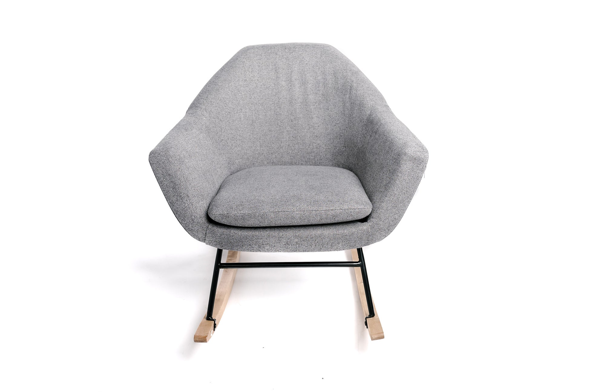 Mecedora, Sillón Mecedora En Tela Gris Con Pata De Madera 73x69x75cm- Muebles De Salón_1