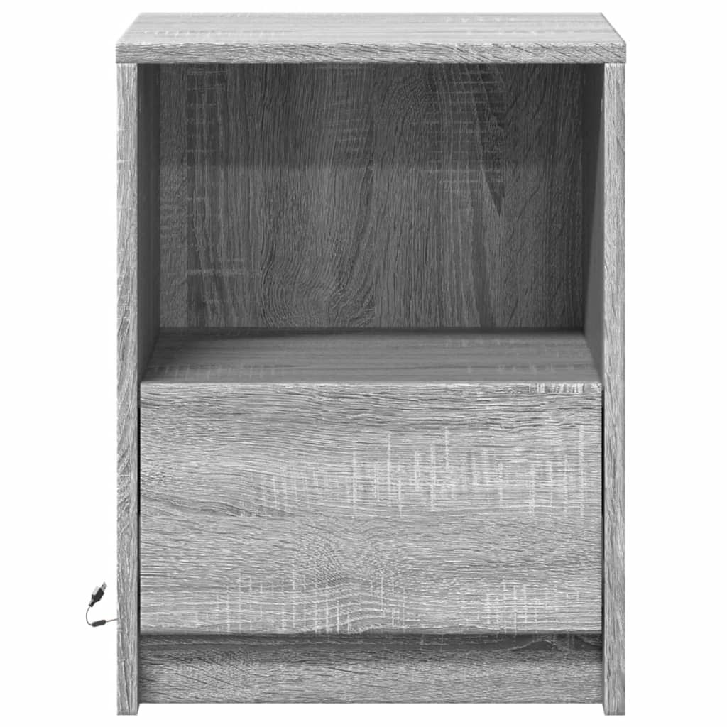 Mesitas De Noche Luces Led 2 Uds Madera Ingeniería Gris Sonoma_4