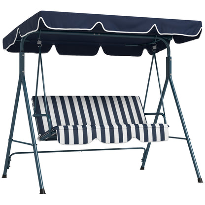 Outsunny Columpio Balancín De Jardín Exterior 3 Plazas 172x110x153 Cm Raya Azul_0