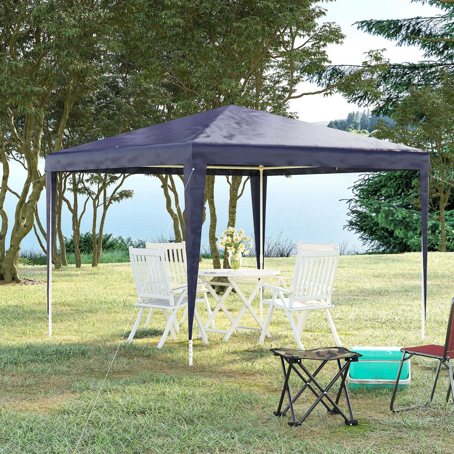 Outsunny Carpa Desmontable 3x3 M Con 4 Orificios De Drenaje Y Marco De Metal_1