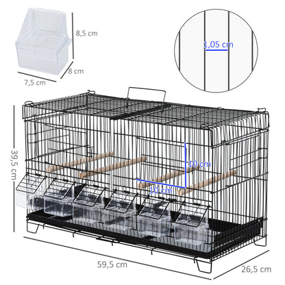 Pawhut Jaula Para Pájaros Con Divisor Ganchos Perchas Y Bandeja Extraíble Negro_2