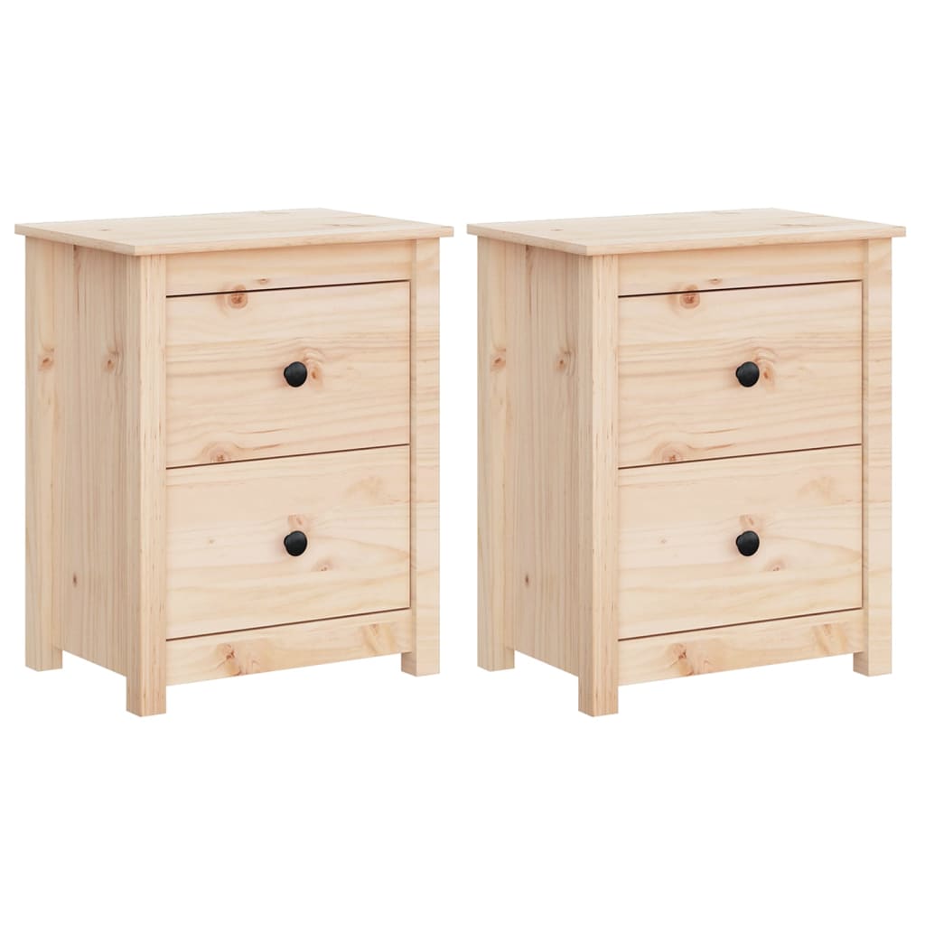 Mesitas De Noche 2 Uds Madera Maciza De Pino 50x35x61,5 Cm_0