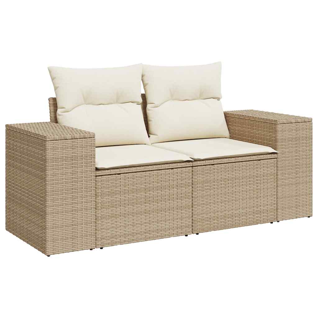 Set De Sofás De Jardín 11pzas Con Cojines Ratán Sintético Beige / Vetonek_4