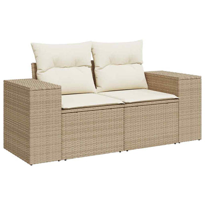 Set De Sofás De Jardín 11pzas Con Cojines Ratán Sintético Beige / Vetonek_4