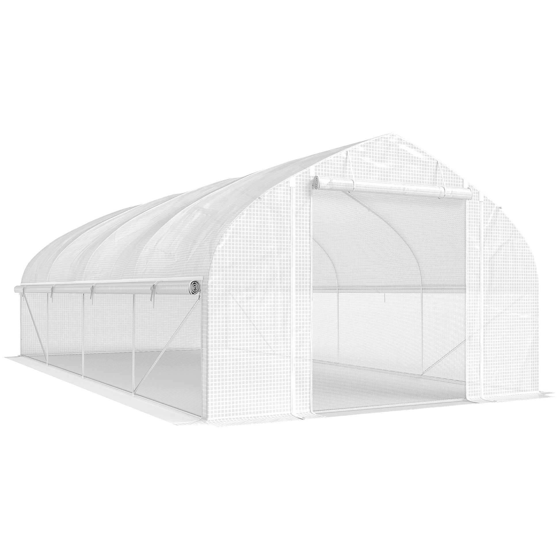 Outsunny Invernadero De Exterior 6x3x2 M Con Cubierta De Pe Anti-uv Blanco_0