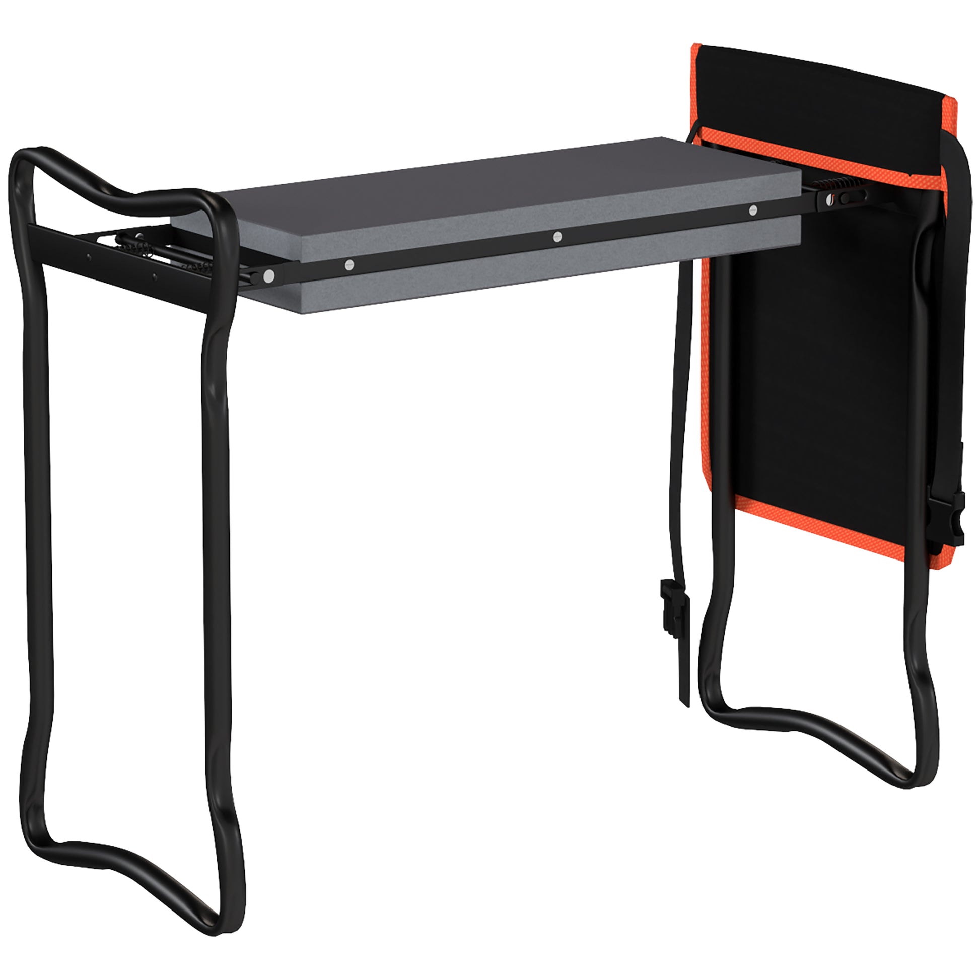 Outsunny Taburete De Jardín Plegable Con Bolsa De Herramientas Carga 150kg Negro_3