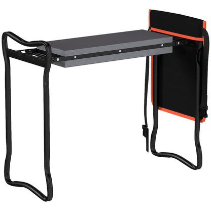 Outsunny Taburete De Jardín Plegable Con Bolsa De Herramientas Carga 150kg Negro_3